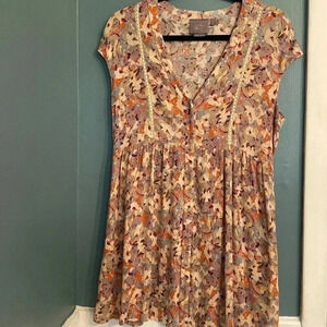 Vanessa Virginia mini button up cap sleeve floral dress size s - like new